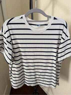 Old Navy White Tee with Black Stripes